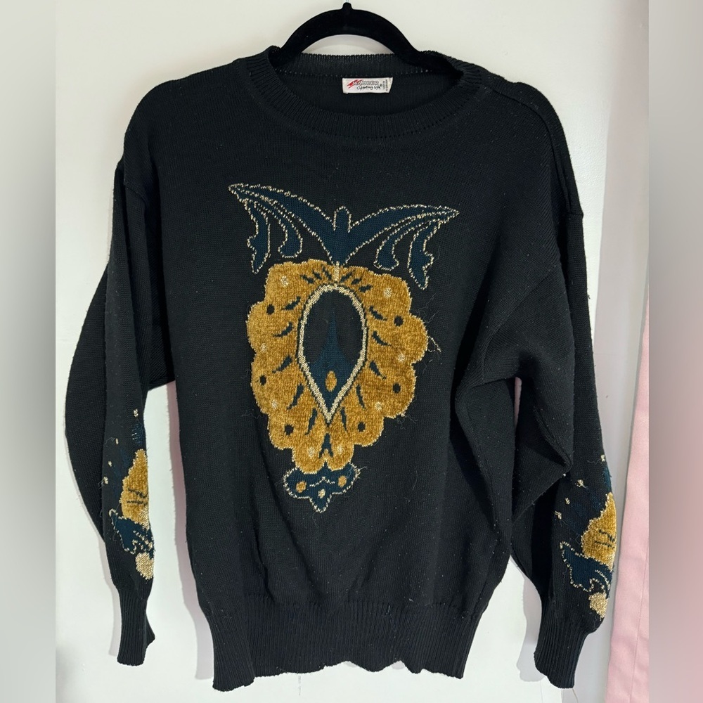 Vintage black detailed fall sweater size 10